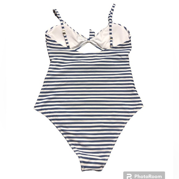 Sugar Coast Women’s Swimsuit One Piece Striped Ties Adjustable Straps High Cut - Picture 2 of 8